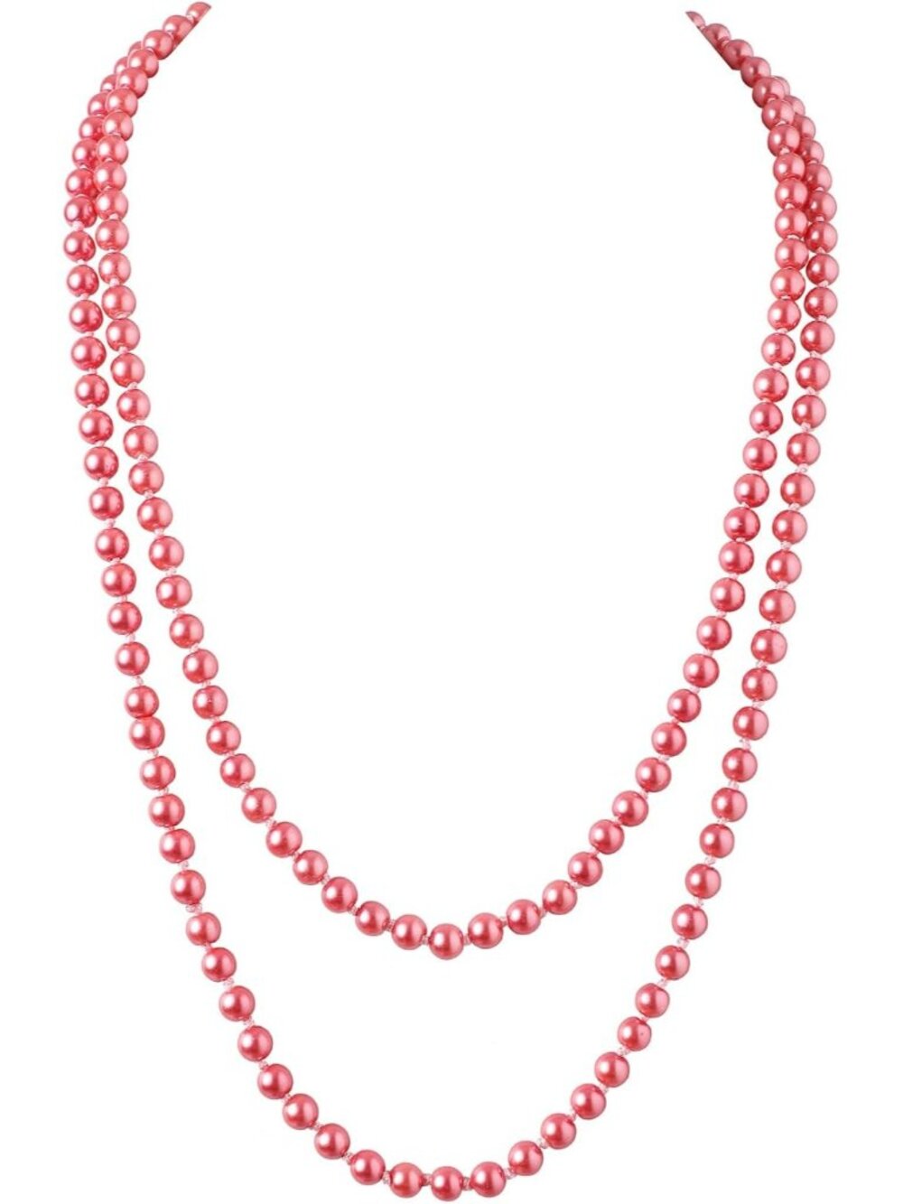 Women's Wine Red Pearl Necklace 59 Inch Long Faux Pearl 1920s Flapper Choker